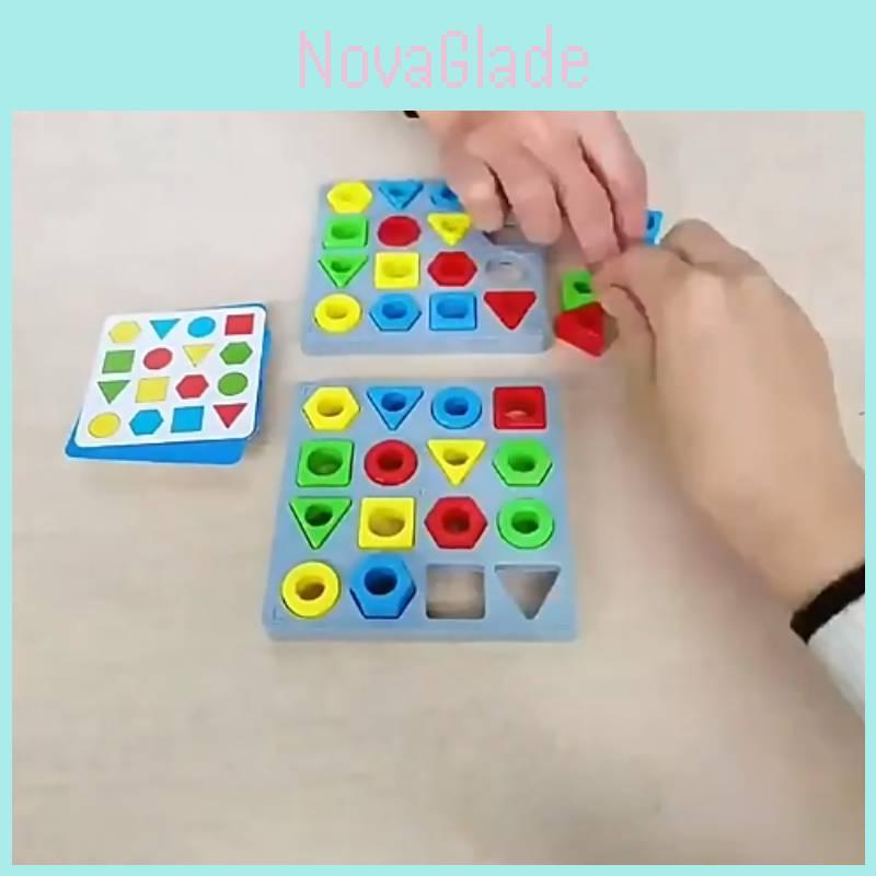 Double Geometric Color Matching Interactive Building Block Board Game For Kids