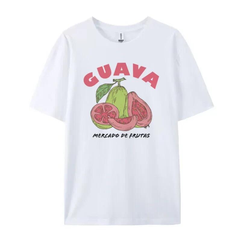 

Guava Graphic Tee Cute Exotic Fruit Printed Tops Short Sleeve Aesthetic Cottagecore Female TShirt Vintage Women Fashion Clothes S