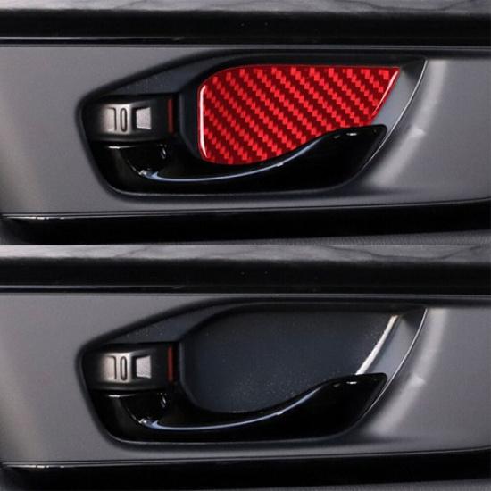 4Pcs Red Carbon Fiber Door Handle Bowl Cover Trim For Honda CR-V 2017-