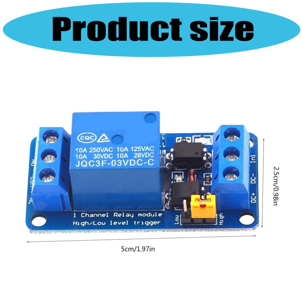 1Channel Relays Control Board 3.3V 5V 12V 24V Compatible Optocoupler Isolation Jumper Selectable Triggering Mode Fail Safe Mechanism