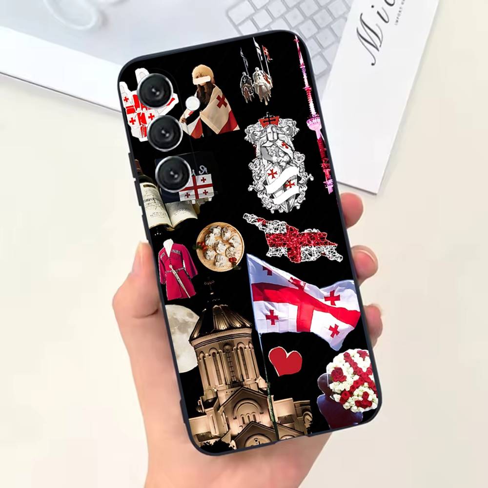 

Georgia Flag Phone Case For Samsung Galaxy A73,31,32,72,41,53,52,71,22,5G,Note,J7,8,9 Soft Black Cover SamsungA32 4G