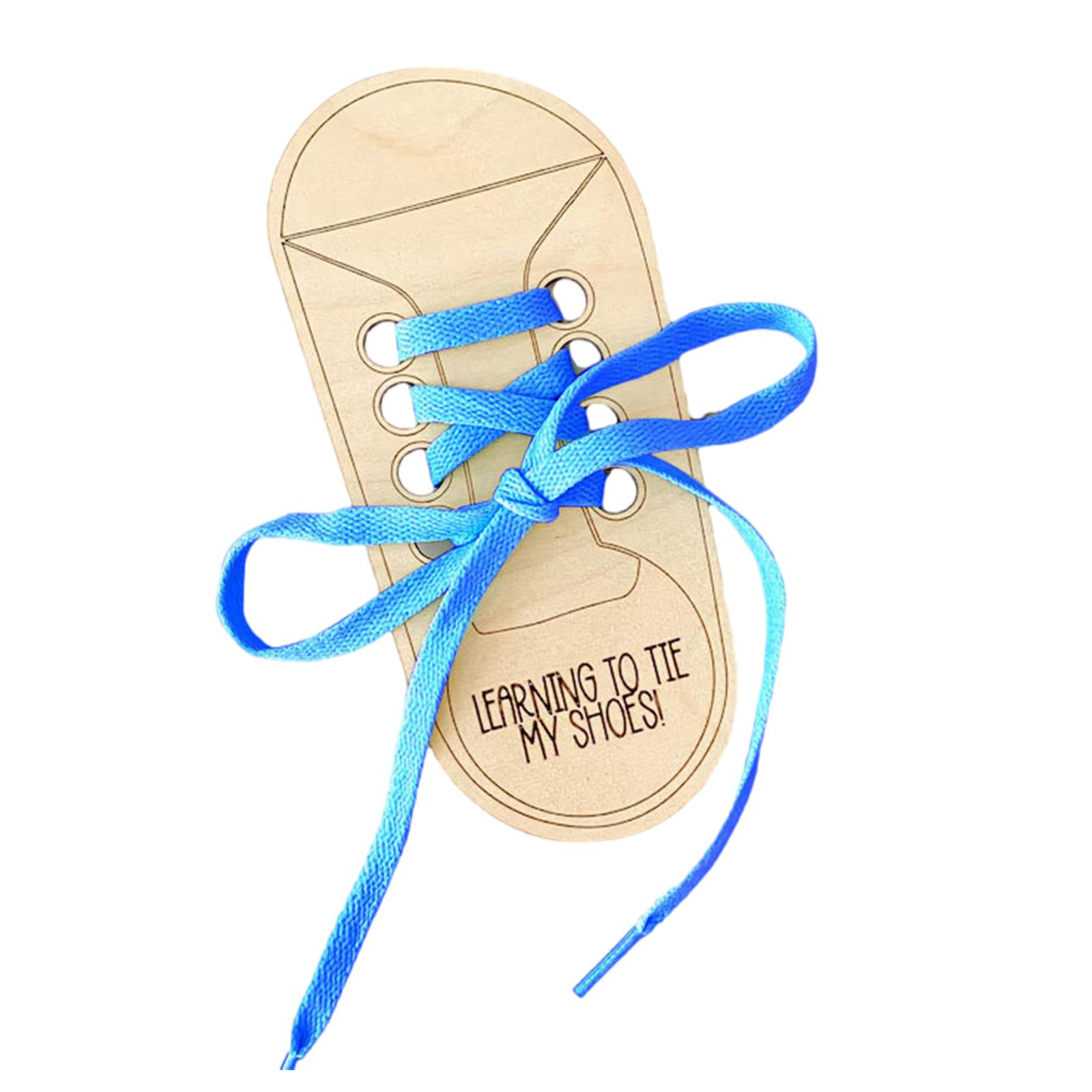 

Деревянная игрушка-шнуровка для обуви, тренировочная доска для практики шнурования обуви для детей, для развития координации рук и глаз и мелкой моторики синий