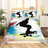 Skateboard Bettbezug Set Doppelgröße für Jungen Teenager Extremsport Bettwäsche Set Jugend Bettdeckenbezug Graffiti Stil Bettbezug