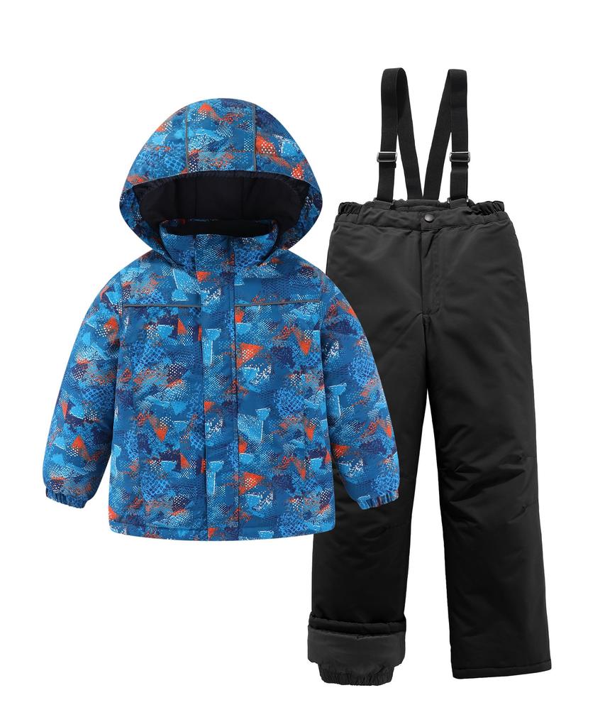 Hiheart Ski and Snowboard Wear Set for Down Jacket and Set for Snow Geometric Size 130 Kids' Boys, Pants, 2-Piece Play, Design,