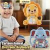 Teclado Eletrônico Animal de Desenho Animado Iluminação Música Piano Multi-modo Troca de Efeitos Sonoros Quebra-cabeça Brinquedos de Educação Infantil para 3+
