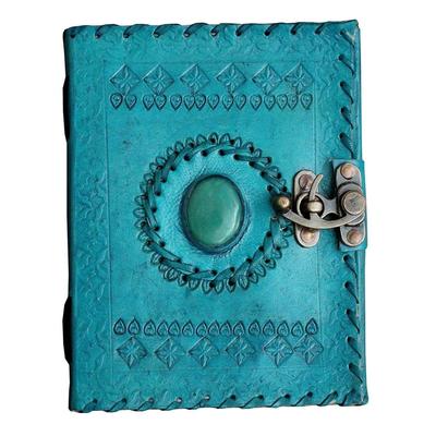Journal Writing Notebook Unique Handmade Embossed Travel Diary with Classic Style/Formate - Blue. 5X7