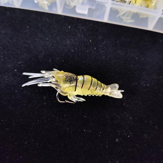 30Pcs Fishing Baits Artificial Soft Shrimp Lures Realistic Looking Vibrant Color Mini Size Soft Baits Fake Lures with Sharp Hooks