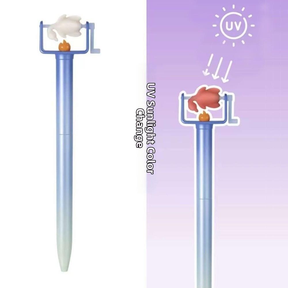 

Novelty BBQ Theme Color-Changing Pen 0.5 Tip Writing Pen Gift Rotating Refill Pen Office Use Roast Duck