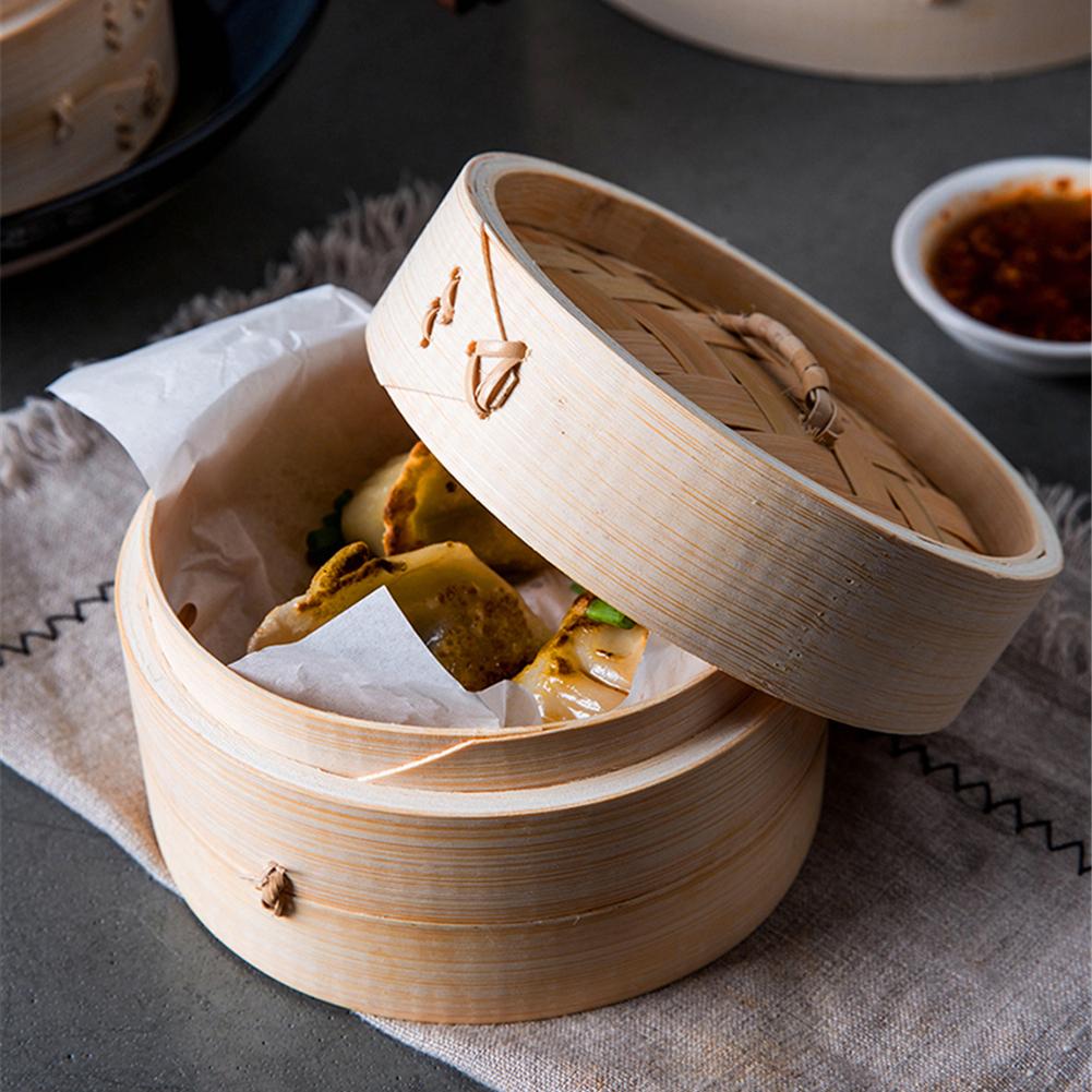 Bamboo Steamer Home Wooden Bamboo Steamer With Lid Fish Rice Vegetable Snack Storage Basket Kitchen Cooking Tools