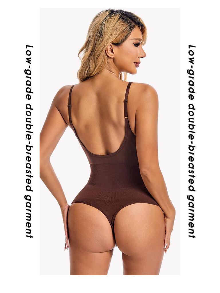 Women's Plus Size Waist Cincher Bodysuit - European & American Postpartum T-Back Corset Underwear