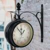 Double-sided Wall Clock - AIMOONSA - European - Double-sided - Wrought Iron - Vintage 14 Cm