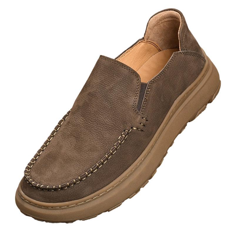 2026 Men s Soft Sole Slip-On Cowhide Leather Casual Shoes 44 серый