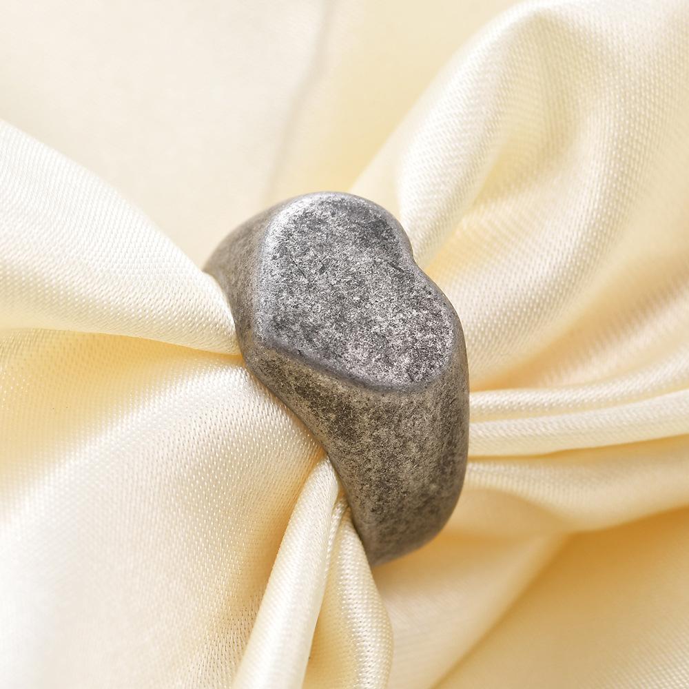 

Vintage Stainless Steel Heart Ring 16MM Unique Love Band Unisex Fashion Jewelry No. 12