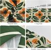 Orange Floral Shower Curtain, Vintage Mid-Century Abstract Geometric, Boho Retro Bathroom Decor, Waterproof Fabric