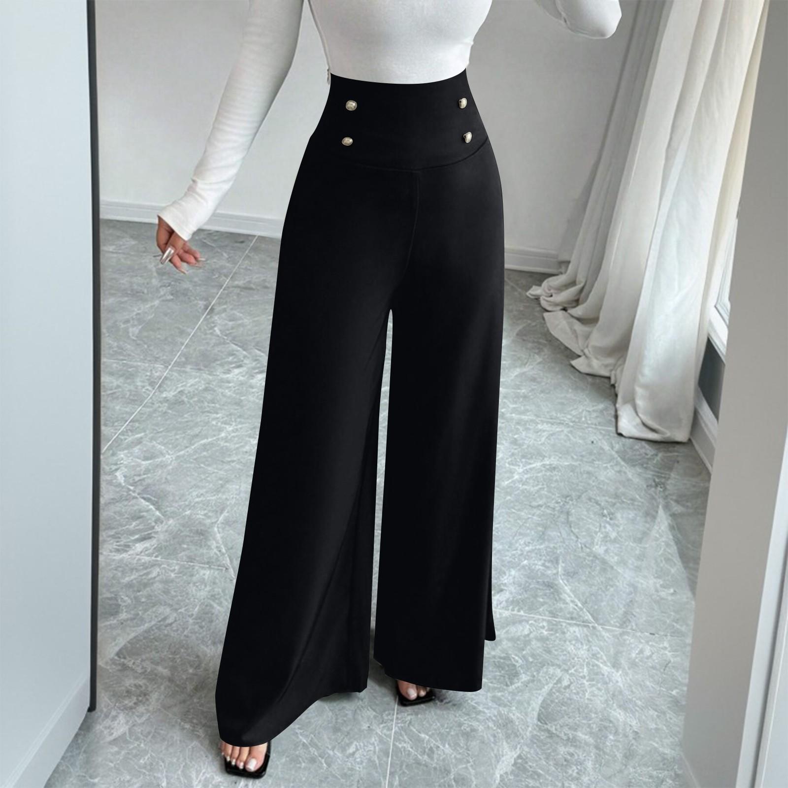 

Женские двубортные брюки с высокой талией, широкие, однотонные, утягивающие, прямые брюки с драпировкой