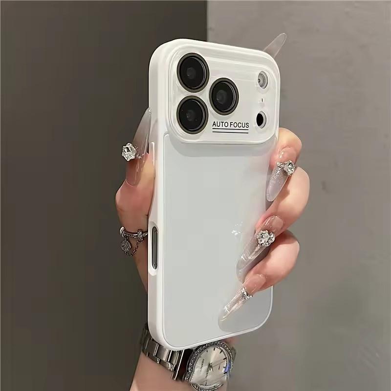 

Розкішний бампер-чохол зі замшевої шкіри для iPhone 17 16 15 14 13 12 11 Pro Max Plus Бізнес Матовий Ударостійкий Позолочений Круглий Чохол iPhone 11 білий