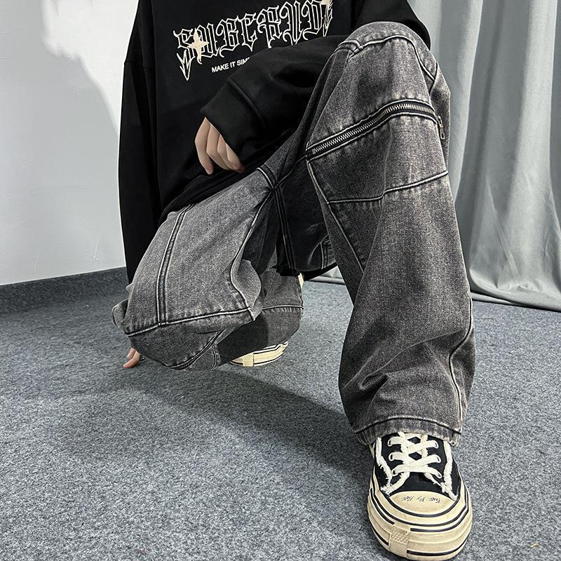 Джинсы JYL для пар Винтажные Американские Карго Весенние Свободные Прямые Широкие Узкие Джинсовые Брюки S