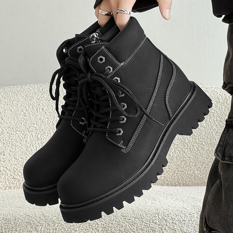 Rhubarb boots thick-soled booster Martin boots casual British retro desert hiking boots Mickey yellow big boots