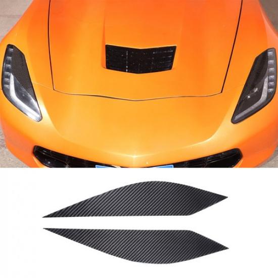 Weißer Kohlefaser Scheinwerfer Augenlid Streifen Aufkleber Zierleiste Für Corvette C7 2014-