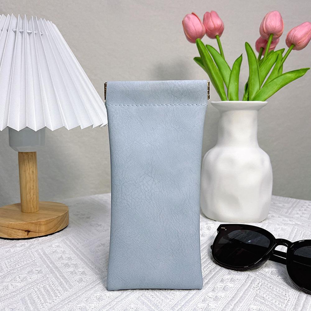 

Simple Sun Glasses Pouch Soft Leather Waterproof Bag Case Gifts Eyewear Storage Bags синій