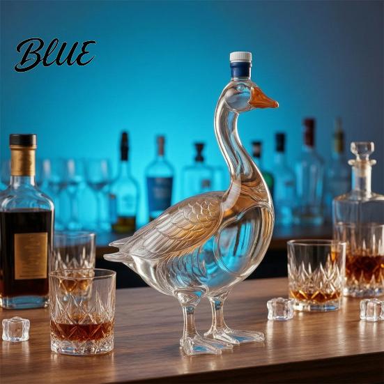 Botella de Exhibición de Whisky Decantador Forma de Ganso Pájaro Animal de Vidrio 3D Licor Esculpido para Exhibición de Bar Arte Dispensador de Vino Regalo para el Hogar Divertido Utensilio de Bar