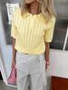 European and American Women's Casual Temperament Polo Shirt Women's 2026 Summer Solid Color Versatile Pick-hole Knitted Short-sleeved Top