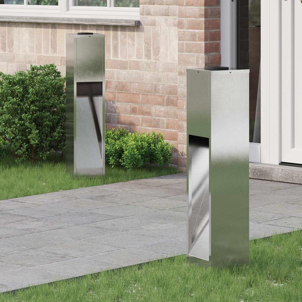 Solar LED Path Light 2 Pcs Silver Stainless Steel