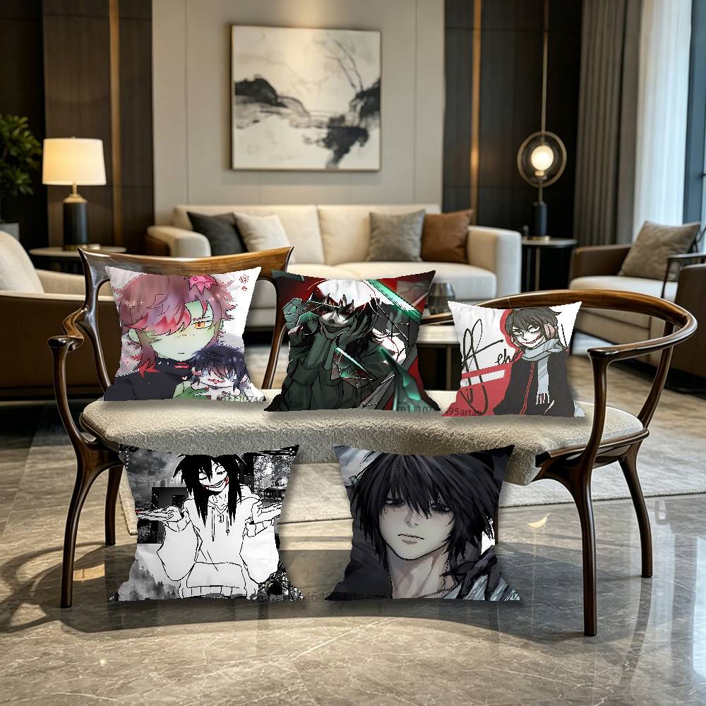 Creepypasta Jeff the Killer Reflective Pillow Case Living Room Sofa Cushion Cover Suitable For Home Bedroom Room Decoration