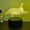 Fighter aircraft 3D night light, 3D optical illusion light with touch, bedroom 7-color color changing ambient light