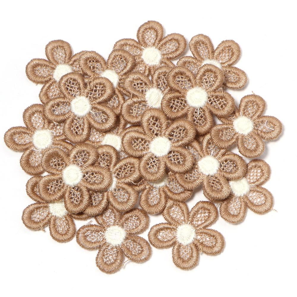 20pcs/lot Double Color Flower Mesh Embroidery Patches Applique For Girls Clothing Dress Headwear Hair Clips Decor Accessories