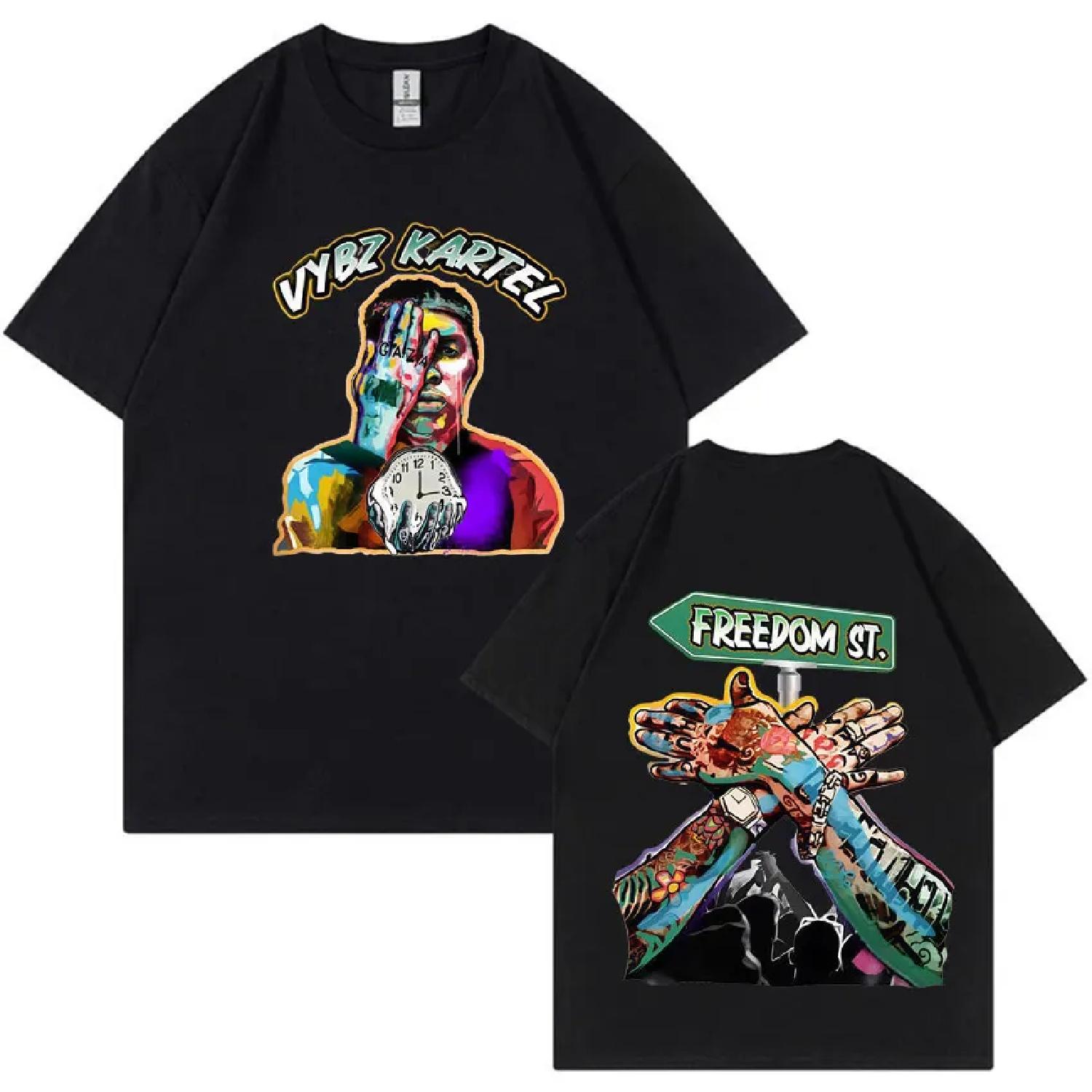 Rapper Vybz Kartel 2025 New Album Harajuku Graphics T Shirts Mens Fashion High Quality Humor T-shirt Gothic Short Sleeve T Shirt S чёрный