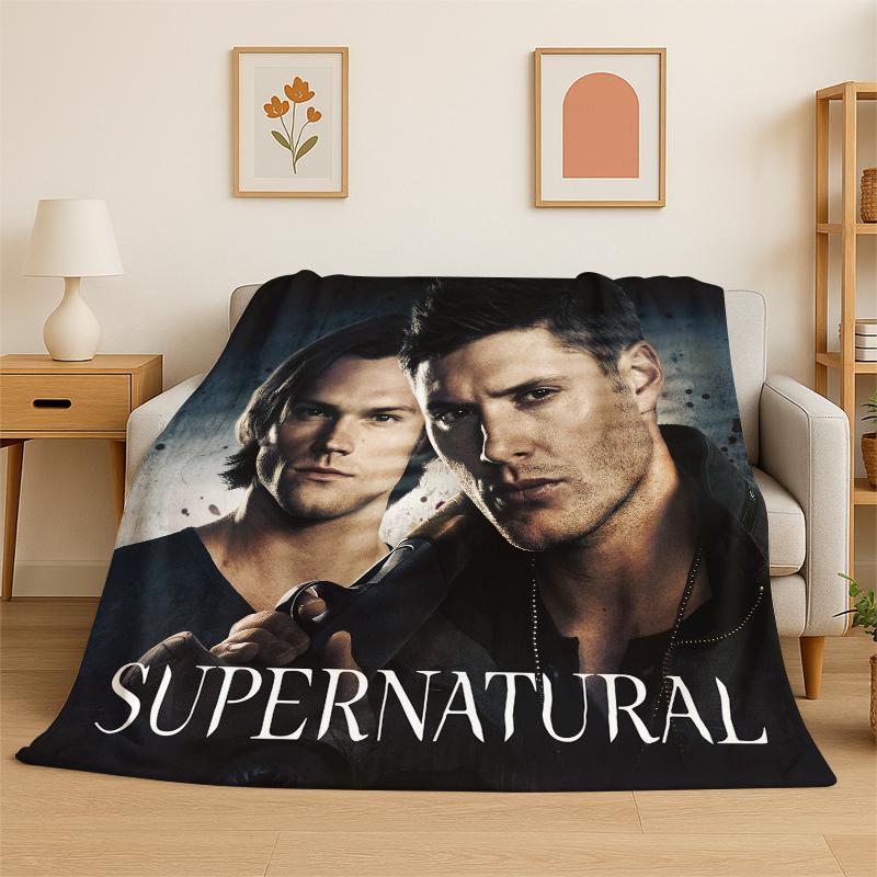 SPN Supernatural Dean Sam TV Flannel Blanket Soft Warm Throw Blanket for Bedroom Living Room Bed Travel Camping Picnic Kid