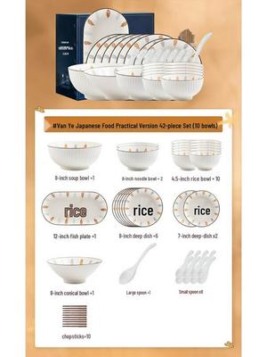 Kangmo Fan Ye 42-Piece Ceramic Dinnerware Set for 8