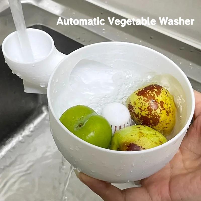 Automatic vegetable and fruit washer Fruit Wash Bowl 3D Printing Food Washing Spinner Cleaning Machine for Kitchen Draining
