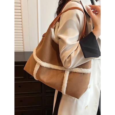 Vintage Suede Large Capacity Women Bags  New Autumn Winter Commuter Single Shoulder Bag Lady Daily Out Handbags