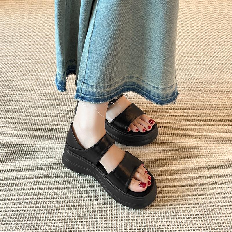 2025 new super lightweight platform sandals women's summer casual height increase with skirt temperament versatile soft-soled Roman shoes