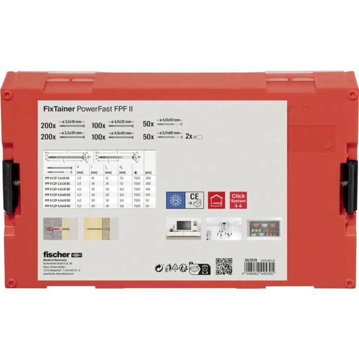 Assortiment de vis pour panneaux d'aggloméré fischer fixtainer powerfast ii tx 562928 acier étamé par galvanisation 1 s
