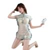 Sexy Underwear Mesh Perspective Stand-up Collar Cheongsam Sexy Embroidery Split Fork Temptation Pajamas Hot Free Set