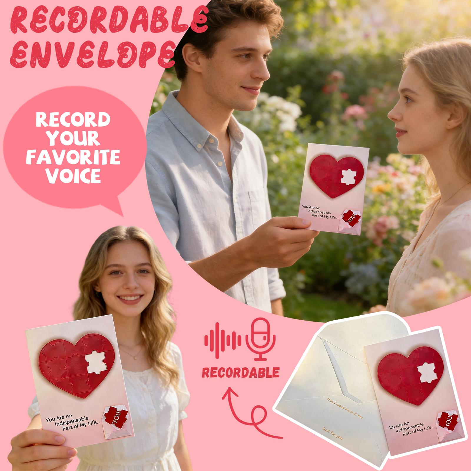 Heart-Shaped Puzzle Recording Greeting Card one size