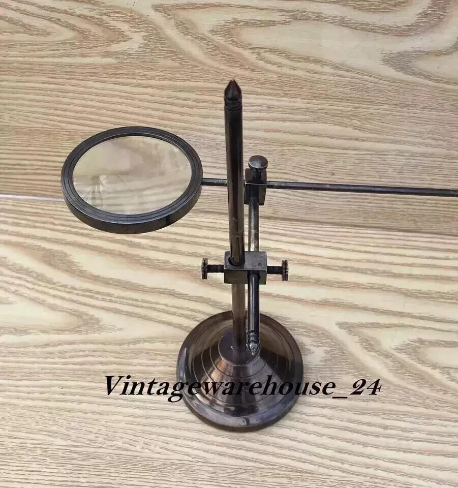Magnifying Glass Vintage Adjustable Stand Magnifier Solid Brass Desktop Gifts