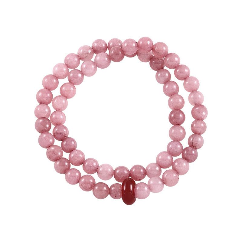 Doppelschichtiger Optimierter Goldfaden Jade Rot Achat Friedens-Charme-Armband, Nischen-Kristall-Schmuckzubehör