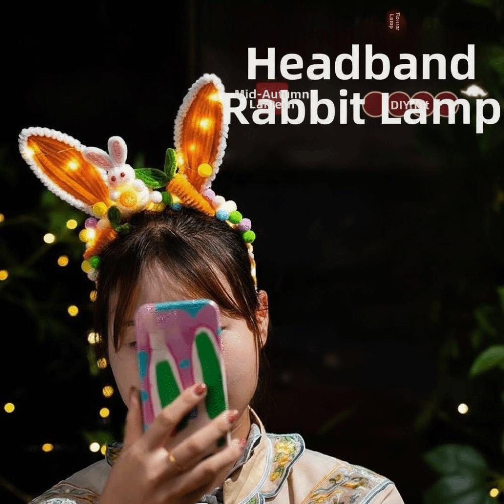 Luminous Rabbit Hair Hoop Handmade Glowing Headwear Bunny Headband Children Gift
