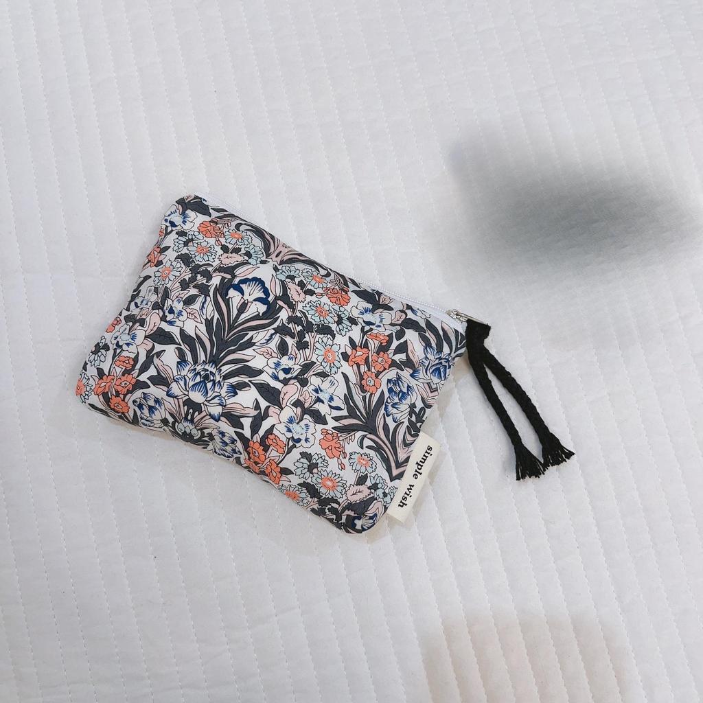 Mini-Baumwoll-Blumen-Organizer-Taschen für Damen, kleine Stoff-Kosmetik-Make-up-Tasche, kleine Geldbörse, Münzfach, Kinder-Kosmetiketui