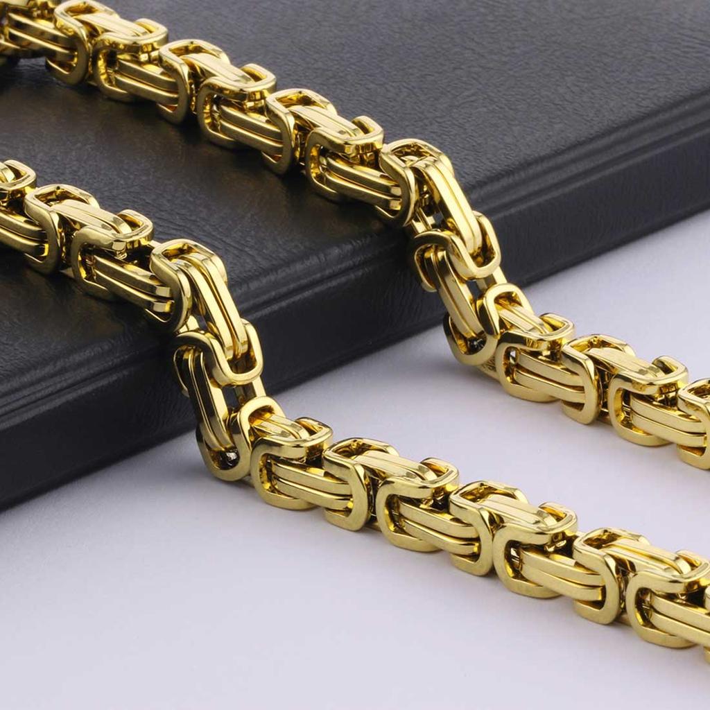 HipHop Chain Box Byzantine Stainless Steel Chain Necklace Men Jewelry Erkek Kolye Strong Heavy Long 55-90cm Chains NZ022