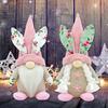 Festival Handmade Rabbit Bunnies Gnomes Dwarf Elf Plush Dolls Easters Decoration for Tabletop and Book Shelf Display