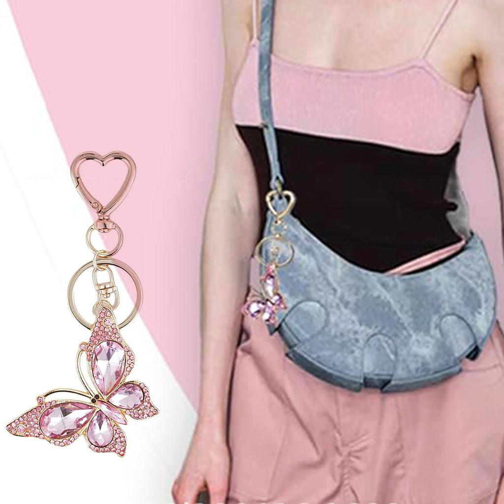 Elegant Butterfly Pendant Key Holder Small Bag Ornament Fashionable Bag Charm Unique Butterfly Accessory for Daily