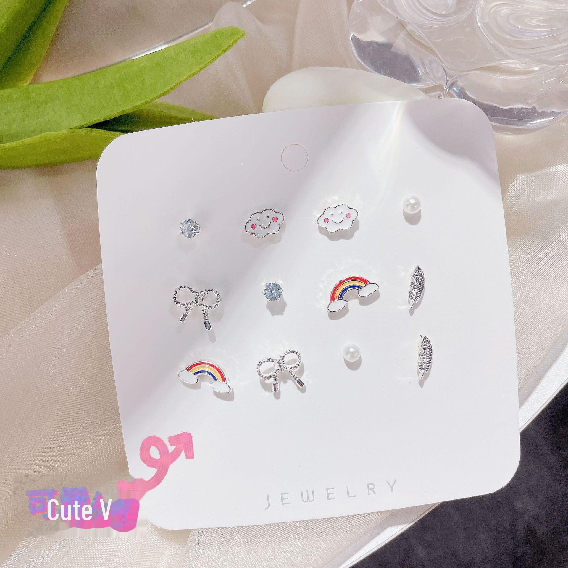 

Милые серьги-гвоздики One-Week в виде цветка и бабочки из смолы с серебряными штифтами