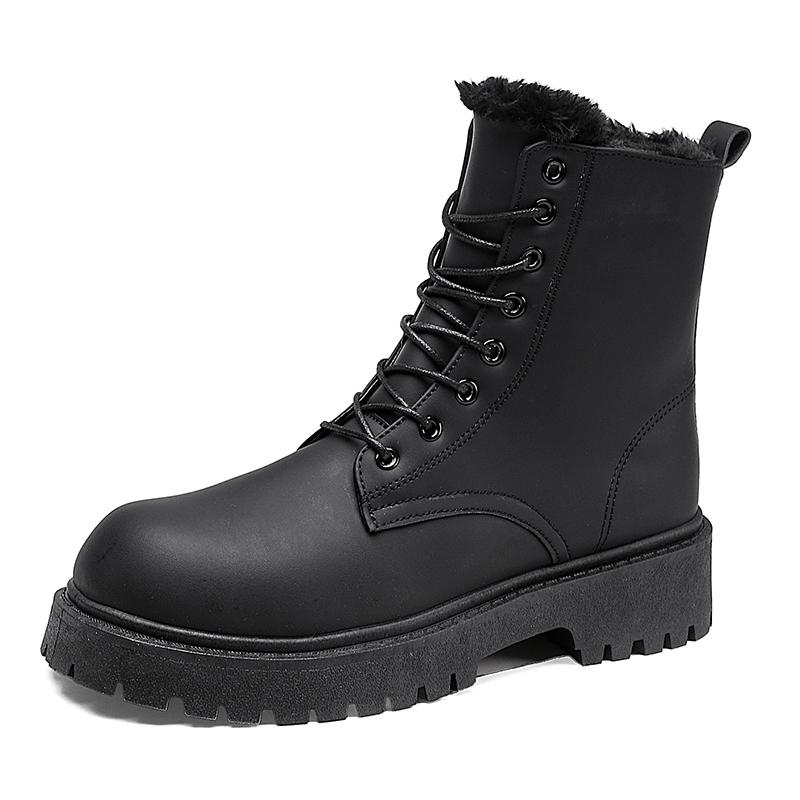 Men's Warm Plush High-top Boots Winter Soft-sole Non-slip Outdoor Casual Boots Fashion Plus Size Unisex Versatile Snow Work Shoe