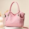 SCIONE New Fashion Soft Leather Middle-aged Lady Handbag Crocodile Pattern Large-capacity Waterproof Zipper Compartment Shoulder Bag