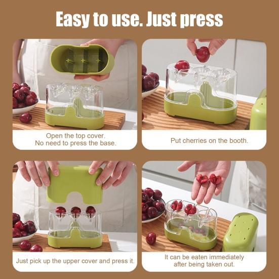 Cherry Corer Manual Press-Type Fruit Pitter Stainless Steel Cherry Pit Tool for Cherries Jujubes Red Dates Hawthorns Dishwasher Safe Cherry Pit